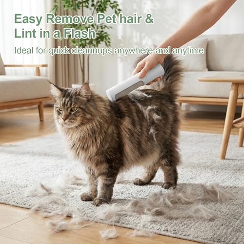 Pet Hair Remover Tool - Reusable Lint Roller Lint Brush for Cat & Dog Hair on Furniture, Clothes, Couches, Car Seats, and Fabric - No Refills, Eco-Friendly and Portable (White) - color: White