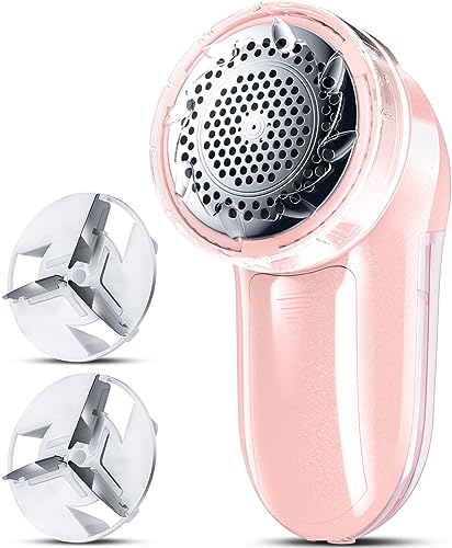Fabric Shaver, Lint Remover, Bymore Lint Shaver Defuzzer Sweater Shaver for Clothes and Furniture AC Adapter or Battery Operated Pill Fuzz Remover (Pink) - color: Pink, size: 5.75*2.60*2.64in