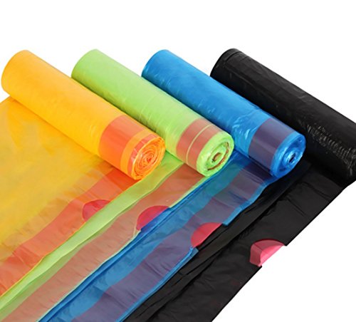 5 Gallons Drawstring Trash Bag, Colorful Small Waste Basket Bags Strong Kitchen Garbage Bag Rubbish Bags for Home Kitchen Bathroom Office 4 Rolls Totally 60PCS (Colorful)