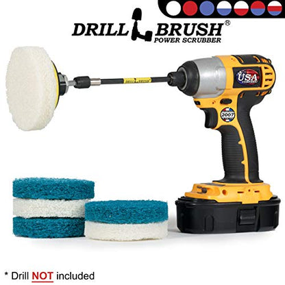 Drill Brush - Drill Attachment - Bathroom - Power Scrubber Pads - Cleaning Pads - Bath - Shower Door - Scouring Pad Kit - Bath Mat - Bathroom Sink - Shower Cleaner - Vinyl Flooring - Scrub Pads - color: 3x White Pads 3x Blue Pads