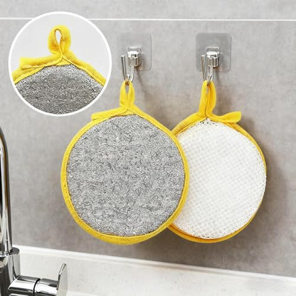 Double Sided Dish Sponges, Extra Thick 2.5cm, 10 Pack | Non Scratch, Heavy Duty Scouring Pads, Handle Hole, For Dish Washing, Sink & Stove Cleaning