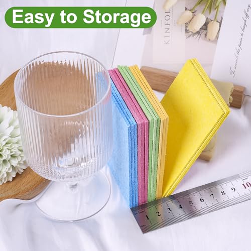 15 Pcs Cellulose Sponges Kitchen, 5 Colors Non-Scratch Colorful Sponges, Biodegradable Compressed Sponges, Large Cellulose Sponge for Kitchen, Bathroom, Cars, Funny Cut-Outs DIY