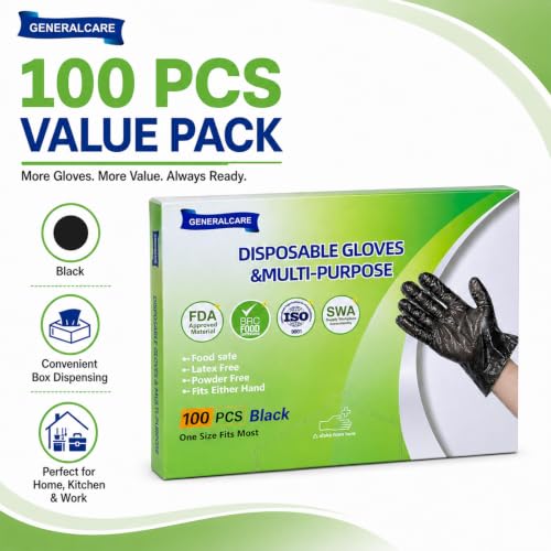 Disposable Plastic Gloves Food Handling Service Gloves Disposable For Cooking - style: Black100pcs
