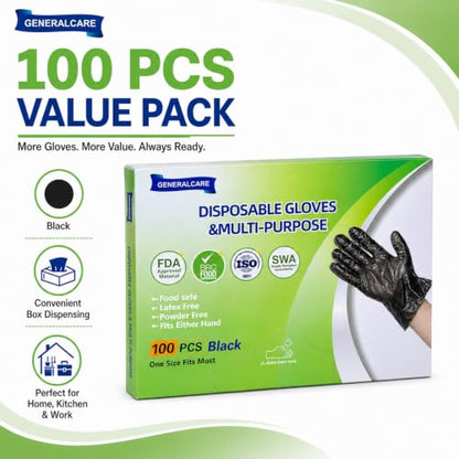 Disposable Plastic Gloves Food Handling Service Gloves Disposable For Cooking - style: Black100pcs