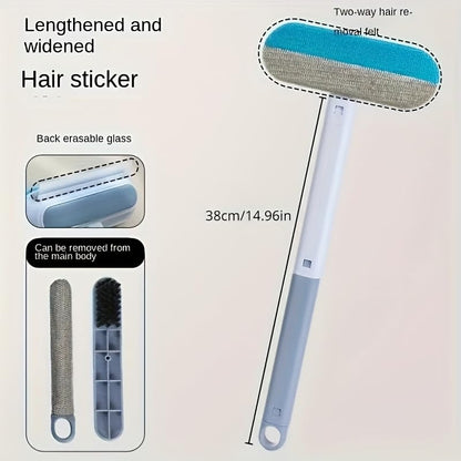 Blue Long Handle Pet Hair Remover, Durable Nylon Lint Roller, Effectively Removes Cat & Dog Hair, Suitable for Bed, Sofa and Other Furniture Surfaces