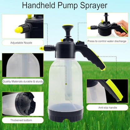 0.5 Gallon Handheld Pump Sprayer, 2L Garden Pressure Sprayer, 68oz Water Spray Bottle with Safety Valve, Adjustable Nozzle, for Watering,Plant Spraying, Home Cleaning, Fertilizing (Clear) - color: Clear