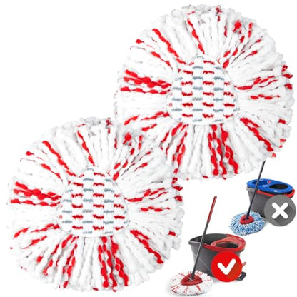 Spin Mop Replacement Heads Compatible with O-Cedar EasyWring 1-Tank System - Microfiber Mop Head Refills for Deep Floor Cleaning, Scrub Pad for Tile Hardwood Kitchen, 2 Pack - size: 2pcs 1-Tank Mop Red