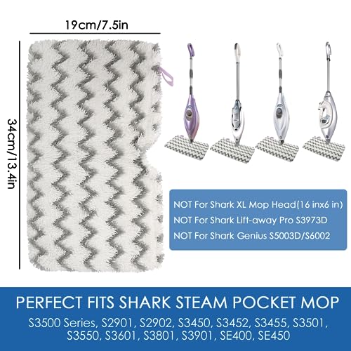 Upgraded Scrub Steam Mop Pad for Shark Steam Pocket Mop S3501 S3601 S2901 S2902 S3550 S3801 S3901 SE450 S3601D S3901D, Steam Mop Replacement Pads for All Hard Floors, 3 Pack - color: 3 Pack Scrub Plush
