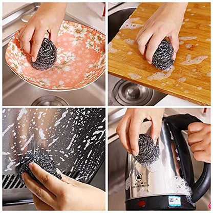 48 Pack Stainless Steel Scourers Sponges,Steel Wool scrubbers for stoves, pots, Cooker Hoods, etc. That are Difficult to Clean (48 Pack-Small 10 gram) - size: 48 Pack-Small 10 Gram