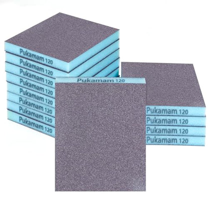 12 Pack Sanding Sponge, Washable and Reusable Sanding Blocks 120 Grit Wet Dry Sand Paper for Wood Drywall Metal Furniture - size: 120 Grits