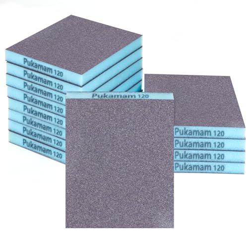 12 Pack Sanding Sponge, Washable and Reusable Sanding Blocks 120 Grit Wet Dry Sand Paper for Wood Drywall Metal Furniture - size: 120 Grits