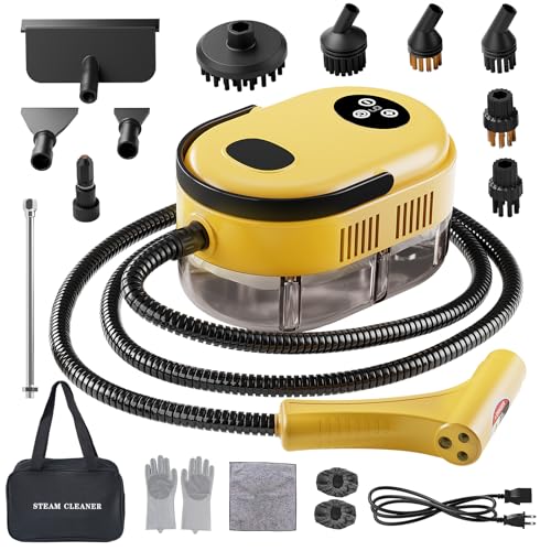 Handheld Steam Cleaner, 10s Fast Handheld Heating Steamer for Cleaning 15-in-1 High Pressure Steam Cleaner for Home & Kitchen, Grease, Grout, Tile,Floor,Couch and Car - color: Yellow