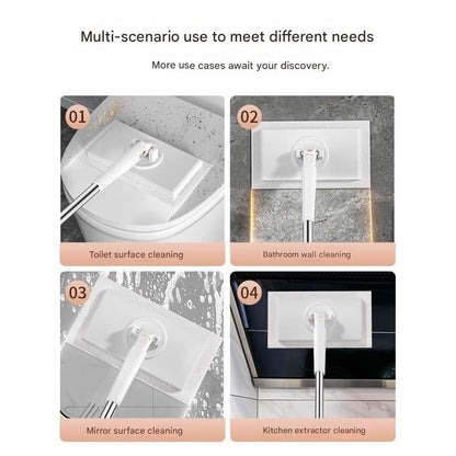 Planvisi Mop, Clip-to-Grip Floor Mop, Snap Grip Mini Mops, Retractable Gap Cleaner Flat Mops with Locking Head & Sweeping Cloths, Long Handle Mopping Sweeper Stick for Floors (28in-W+ Cloth*10) - color: 28in-w+ Cloth*10