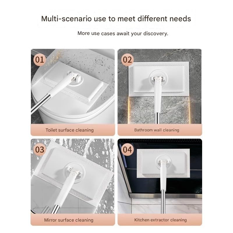 Clip-to-Grip Floor Mop, Snap Grip Mini Mop, Retractable Gap Cleaner Flat Mops with Locking Head & Sweeping Cloths, Long Handle Mopping Sweeper Stick for Floors (37in-W+ Cloth*10) - color: 37in-w+ Cloth*10