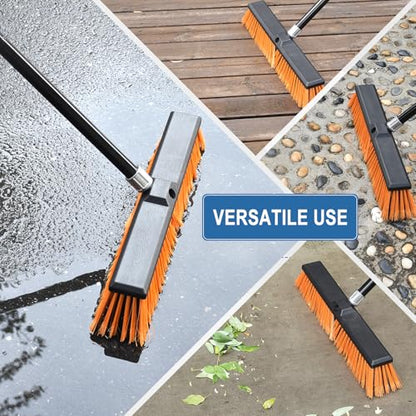 PBHEPJ 24 Inchs Push Broom Outdoor Heavy Duty, Shop Broom with 60" Long Handle for Cleaning Outdoor or Indoor Tile, Garage, Shop, Deck, Concrete, Wood, Stone, Patio Floor