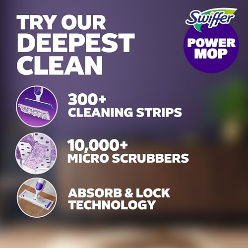 Swiffer PowerMop Multi-Surface Mopping Pad Refills for Floor Cleaning, 11 Count, White/Purple - size: 11 CT