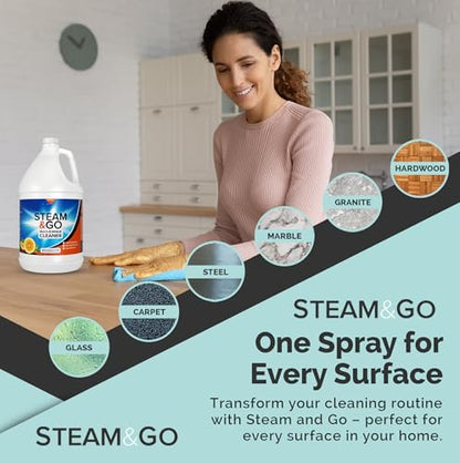 Steam & Go Multi-Purpose Cleaner Spray Refill with Oxy Power for Multi-Surfaces - Removes Stains, Eliminates Odors, & Degreases - Orange Scent, 1 gal - size: 128 Fl Oz (Pack of 1)