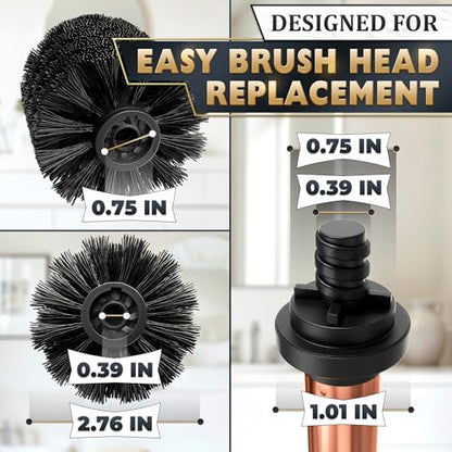 Bronze Toilet Brush and Holder Set - Upgrade Your Bathroom in Seconds - Rust Resistant Stainless Steel Toilet Bowl Brush and Holder with Replaceable Head, Removable Inner Bowl & Splash Guard Cover - color: Bronze