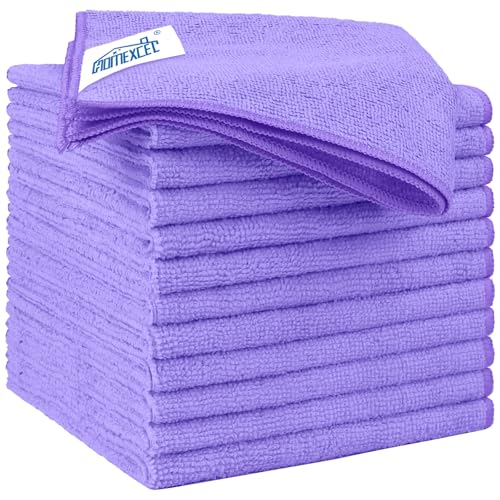HOMEXCEL Purple Microfiber Cleaning Cloth 12 Pack 12.5 x 12.5 Inch Microfiber Towels for Cars Ultra Absorbent Cleaning Rags Lint Free Cleaning Towels for Household Kitchen, Window Car - color: Purple, size: 12.5 x 12.5 Inch