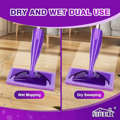 HOMEXCEL Microfiber Pads Compatible with Swiffer Wet Jet-15"x5.5", Reusable Pad Refills, Machine Washable Replacements for Multi Surface Wet & Dry Floor Cleaning, 8 Pack - color: Purple