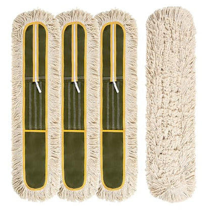 4-Pack 36'' Universal Microfiber and Cotton Mop Pads – Loop End - Easy Zipper - Compatible with Industrial Dust Mops – Reusable Replacement Heads for Commercial Floor Cleaning & Janitorial Supplies