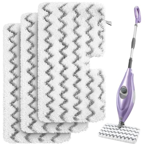 3 Pack Steam Mop Replacement Pads, Microfiber Steam Mop Pads with Scrub Strips, Compatible with Shark Steam Pocket Mop S3500 Series (S3501, S3601, S3901), Washable Pads for Sealed Hard Floors - color: White Scrub Stripe 3 Pack