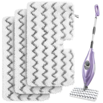 3 Pack Steam Mop Replacement Pads, Microfiber Steam Mop Pads with Scrub Strips, Compatible with Shark Steam Pocket Mop S3500 Series (S3501, S3601, S3901), Washable Pads for Sealed Hard Floors - color: White Scrub Stripe 3 Pack