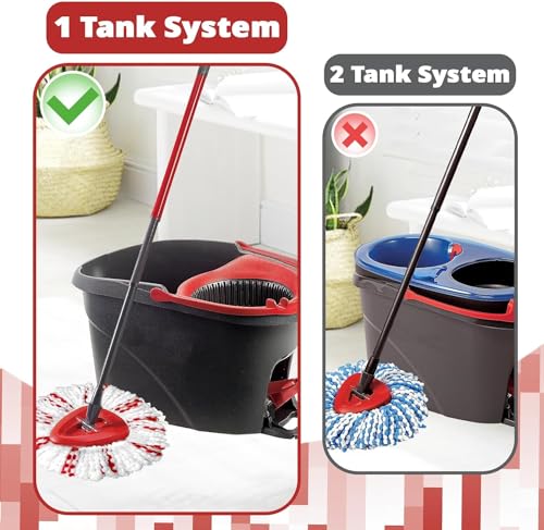 Mop Heads Replacements, 2 Pack 40% More Cleaning Power, Spin Mop Replace Refills for Easy Wring 1-Tank System, Deep Cleaning, Microfiber and Machine Washable
