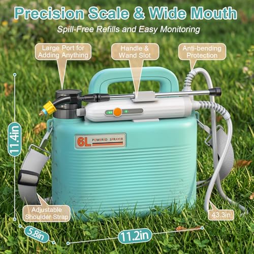 Battery Powered Garden Sprayer 1.8 Gallon, Lightweight Electric Weed Sprayer with Telescopic Wand & Adjustable Nozzles, Portable Yard Sprayer for Plant Watering, Lawn Care, Fertilizing,Gardening - size: 1.8 Gallon