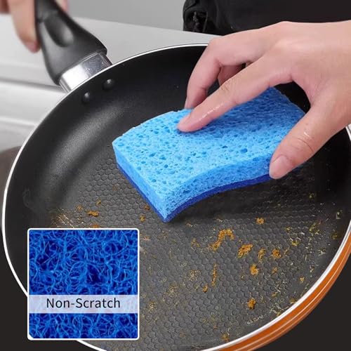 6-Pack Non-Scratch Kitchen Sponges – Durable Dish Sponges for Dishes, Pots, and Pans, Perfect for Cleaning Stainless Steel, Dishwashing, and More, Blue - color: Blue Blue