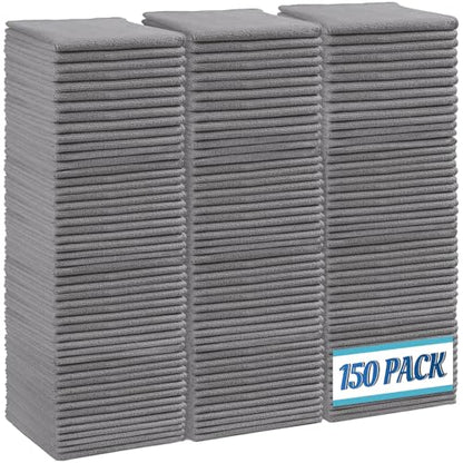 HOMEXCEL Grey Microfiber Cleaning Cloth,150 Pack Cleaning Rags, Cleaning Towels,11.5"X11.5" Shop Towels - color: Grey