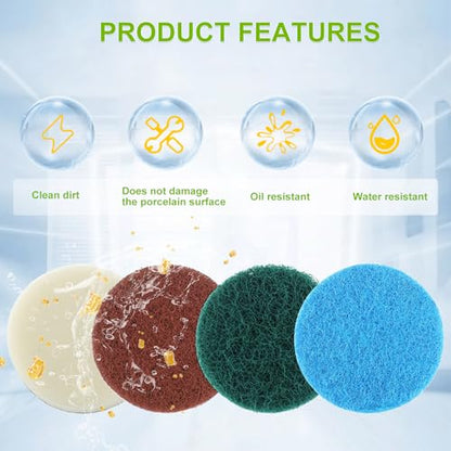 16pcs Electric Cleaning Brush Pad Set 4 Foam Pads 4 Kitchen Mats 4 Heavy Duty Pads 4 Microfibre Pads fit for Bosch Home/Garden 6033 Battery Cleaning Brush - size: Blue Green White Red