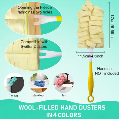8 Pack 6 Layer Fleece Duster Refills for Swiffer Hand Duster, Zero Waste, 360-degree Cleaning，Reusable and Washable Replacement Dusters for Cleaning Ceiling Fan Hardwoods and Furniture(Multicolour) - color: Light Color