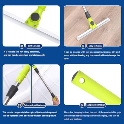 Squeegee Broom for Floor, with 51 Long Handle Silicone Broom, Squeegee Broom for Floor Pet Hair for Concrete Floor,Bathroom Tile,Small:35×130cm - size: Small:35×130cm