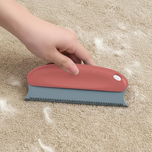 Pet Hair Remover Lint Removal Tool Loose Fur Scraper Brush for Sofa Carpet Rug Couch Fabric Furniture Clothing(Flesh Red) - color: Flesh Red