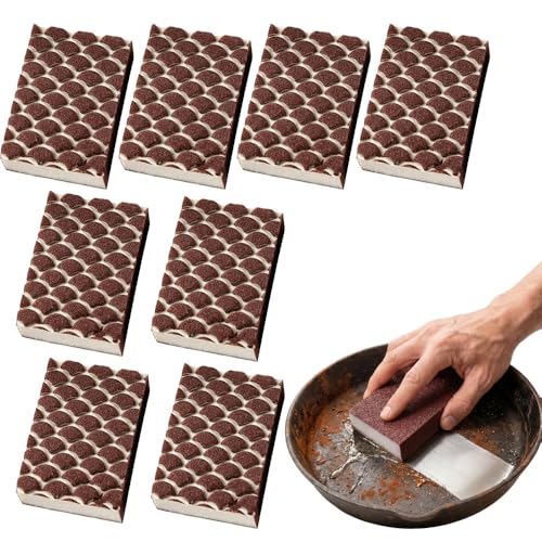 Magic Emery Cleaning Sponge, Carborundum Pot Scrubber Sponge Brush Eraser Scrub Pad, Heavy Duty Tough Stain Grease Remover for Pots Pans Cookware Kitchen Cleaning (8pcs) - color: 8pcs