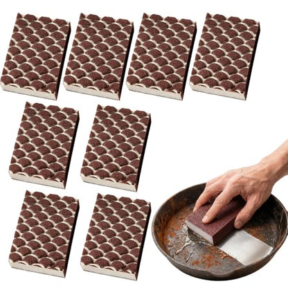 Magic Emery Cleaning Sponge, Carborundum Pot Scrubber Sponge Brush Eraser Scrub Pad, Heavy Duty Tough Stain Grease Remover for Pots Pans Cookware Kitchen Cleaning (8pcs) - color: 8pcs