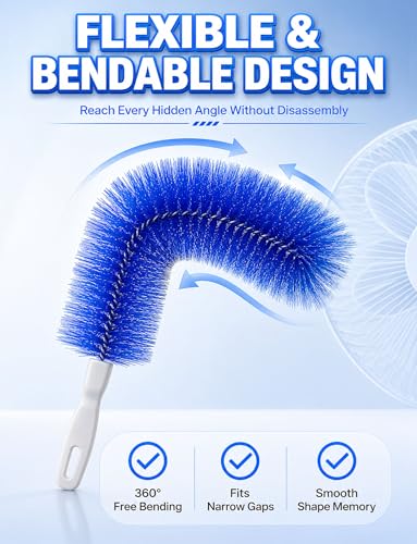 Bendable Microfiber Head, 2026 New Reusable Dust Remover, Fan Brush Cleaner Washable Ldeal, Multi Purpose Dust Removal Brush for Electric Fans Air Conditioning, Home Car Vents, Curtain (4pcs) - color: 4pcs