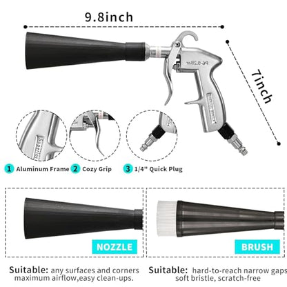 GOCCIDA Air Blower Gun Interior Car Detailing Tools for Car Dry Cleaning with Nozzle and Dusting Brush (HCL-15-1) - style: HCL-15-1