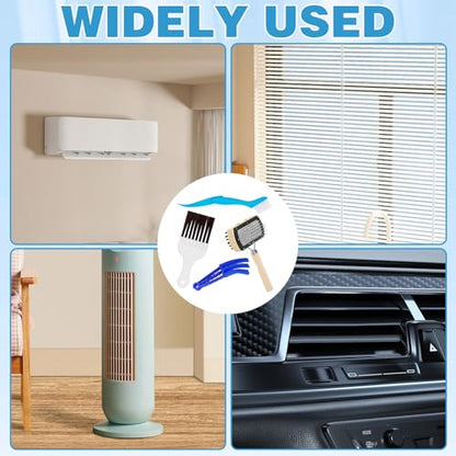 4Pcs Air Conditioner Ac Cleaning Kit, Useful Double-Sided Coil Cleaning Brush, Plastic Coil Brush Blinds Brush 2 in 1 Groove Cleaning Brush, Good Cleaning Effect for Air Conditioners, Refrigerators - color: 4pcs