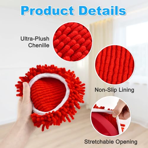 Mop Replace Head for O Cedar, Spin Mop Heads Replacements for Ocedar Easywring 1 Tank Spin Mop, Chenille Duster for Ocedar Mop Include 3 Pack Red Microfiber Chenille Mop Pad for Ocedar Spin Mop - size: For Ocedar 1 Tank Spin Mop
