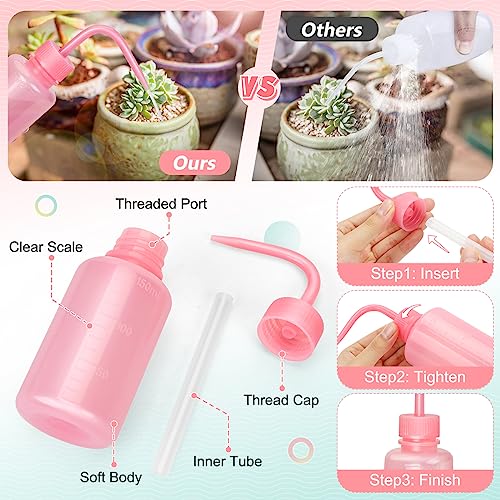 Valchoose Professional 2PCS 150ML Tattoo Squeeze Bottle Mini, 5.1oz Tattoo Wash Bottle No Need to Squeeze Hard, Easy to Carry Eyelash Water Bottle Perfect for Extensions, Cleaning(Translucent Pink) - color: Pink, size: 2x150ml