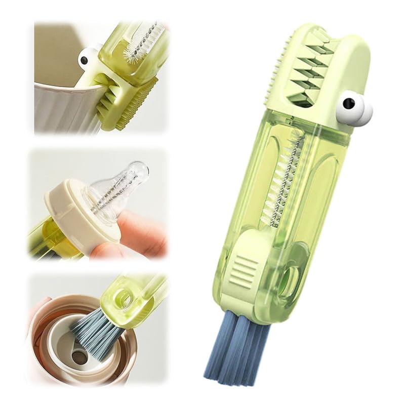 3 in 1 Multifunctional Cup Lid Cleaner, Portable Crevice Cleaning Brush Set for Baby Bottle Gap Tight Spaces - color: A