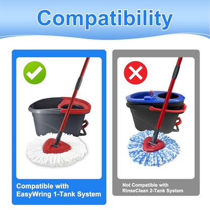 Mop Heads Replacements for Ocedar, Mop Replace Head for O Cedar EasyWring 1-Tank Spin Mop, 6 Mop Heads Include 3 Microfiber Mop Refills, 2 Upgrade Scrubber Mop Head, 1 Mop Base for O-Cedar Mop - size: for ocedar easywring 1-tank