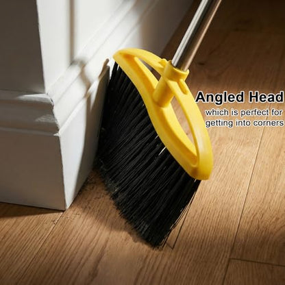 Gloffer Soft Bristles Broom for Indoor Sweeping, Household Cleaning Angle Broom with 55inch Long Handle for Home Office Hardwood Tile Floors Kitchen - style: Broom