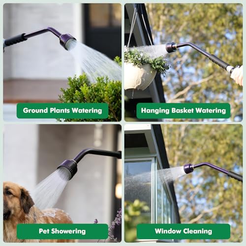 RESTMO Heavy Duty Full Metal Long Watering Wand, 24 Inches Gentle Soft Full Shower Sprayer Wand with Flow Control, Hose Wand for Hanging Baskets, Shrubs, Plants, Flowers, Garden and Lawn, Purple - color: Purple