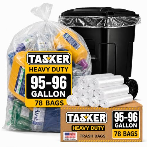 95-100 Gallon Clear Trash Bags Heavy Duty | MegaPack 78 Bags | Extra Large 95-96 Gallon Trash Bags Big Clear Can Liners, Extra Large 90 Gal, 95 Gal, 96 Gal,100 Gallon Heavy Duty Garbage Bags