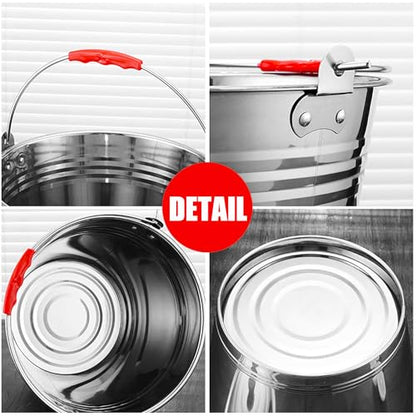 Nicunom 3 Pack 4 Gallon Metal Bucket Pail Container with Handle, Heavy Duty All Purpose Pails Food Grade Steel Buckets for for Outdoor and Household