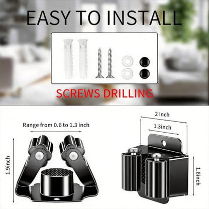 4 Pcs Broom Holder Wall Mount, Broom Hanger Mop Holder Rack Handle for Kitchen Laundry Garden Tool Organizer