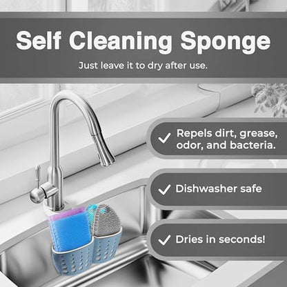 Silicone Sponges for Dishes - 4 Pack Dual-Sided Dish Scrubber - Food Grade, BPA Free Silicone Sponge & Housecleaning - color: Silicone Sponges [4]
